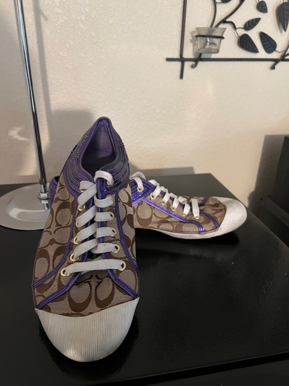 Coach Women’s Purple Satin Sneakers